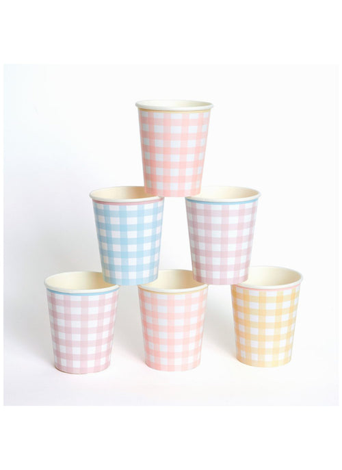 Gingham Cups (x 12)