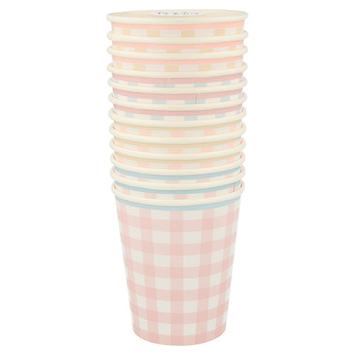 Gingham Cups (x 12)