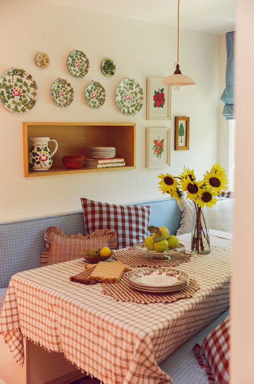 MINI GINGHAM - Nutmeg Scalloped Edge Placemat