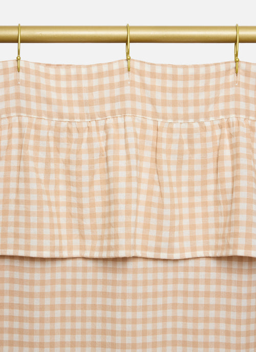 Mini Gingham - Blush Ruffle Shower Curtain