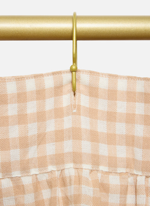 Mini Gingham - Blush Ruffle Shower Curtain