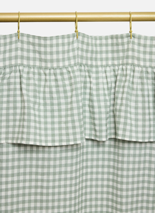 Mini Gingham - Sage Ruffle Shower Curtain