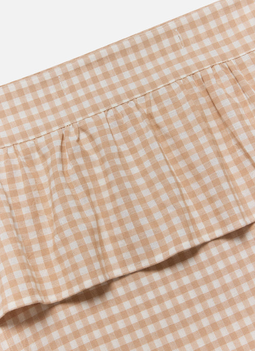Mini Gingham - Blush Ruffle Shower Curtain