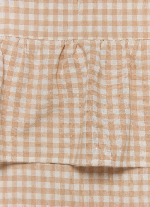 Mini Gingham - Blush Ruffle Shower Curtain