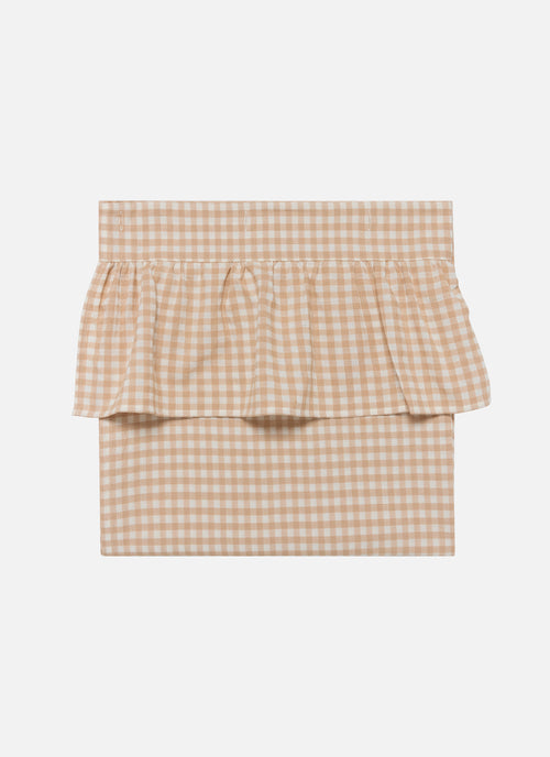 Mini Gingham - Blush Ruffle Shower Curtain