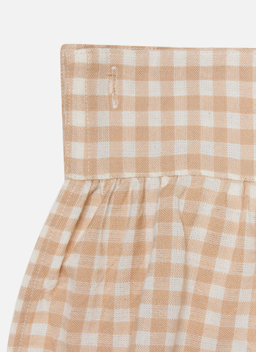 Mini Gingham - Blush Ruffle Shower Curtain