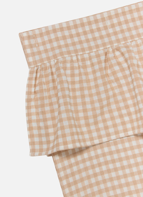 Mini Gingham - Blush Ruffle Shower Curtain