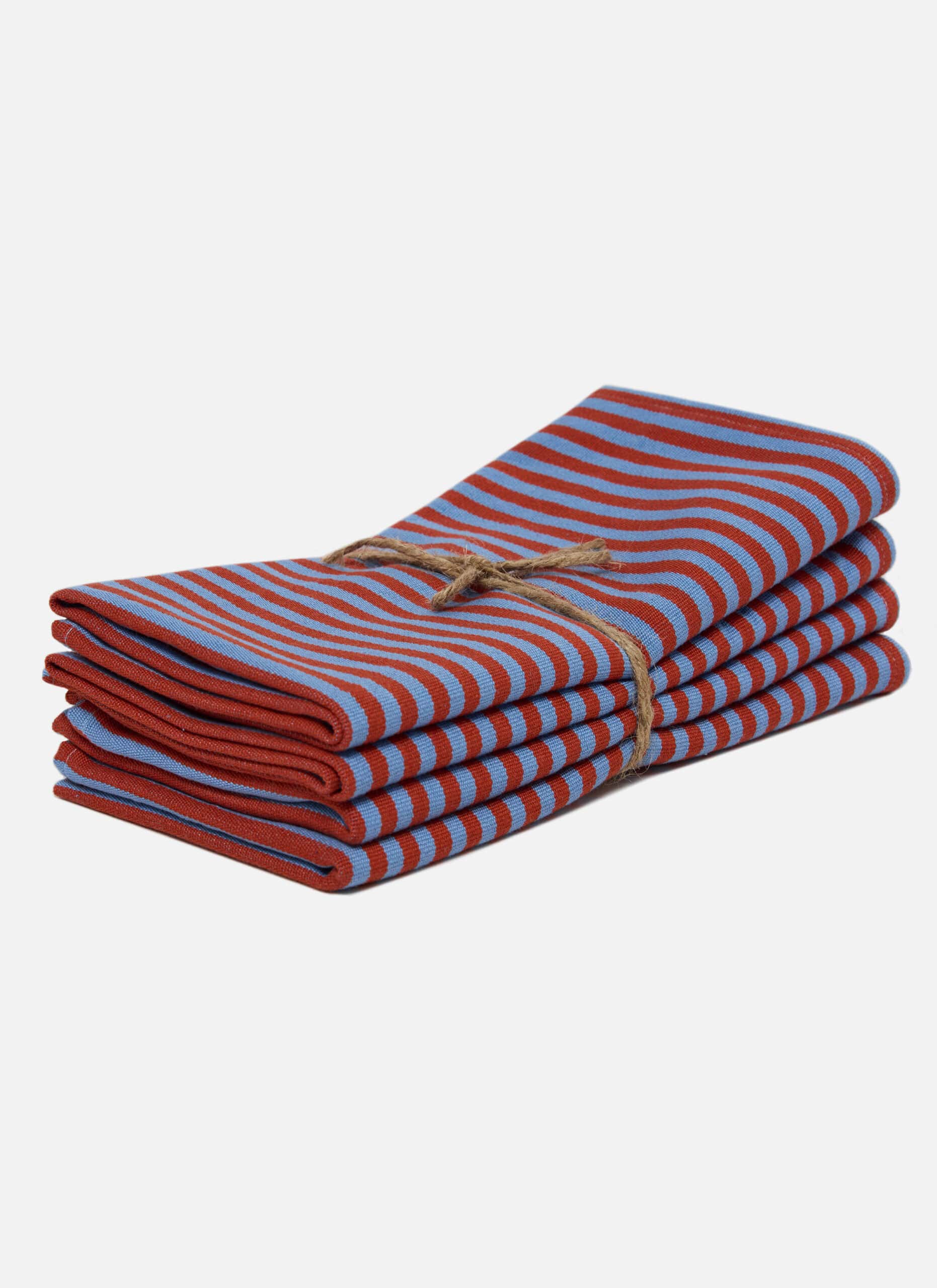 HTH x Domino MINI STRIPE - Tomato & Blue Napkins – Heather Taylor Home