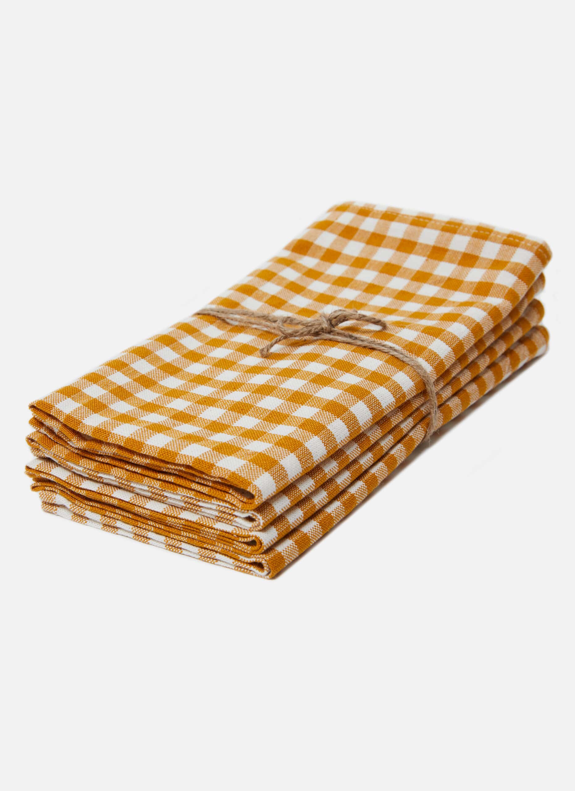 Mini Gingham Goldenrod Napkins - Thumbnail 2