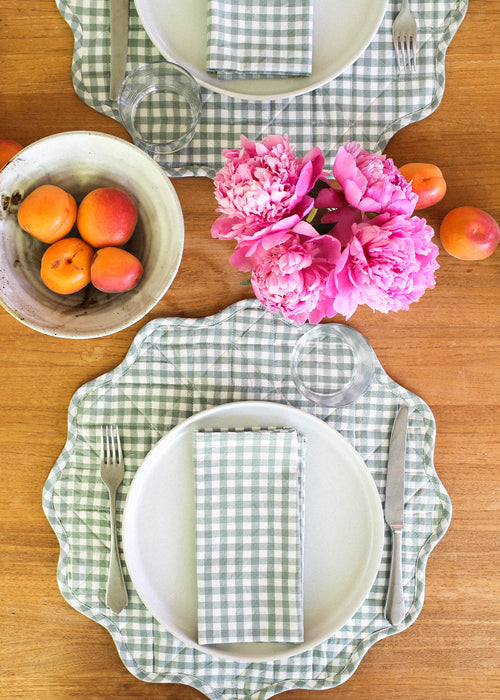 MINI GINGHAM - Sage Scalloped Edge Placemat