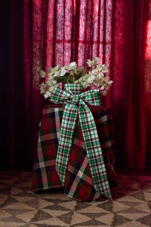 PEPPERMINT PLAID - Green Wide Garland Ribbon
