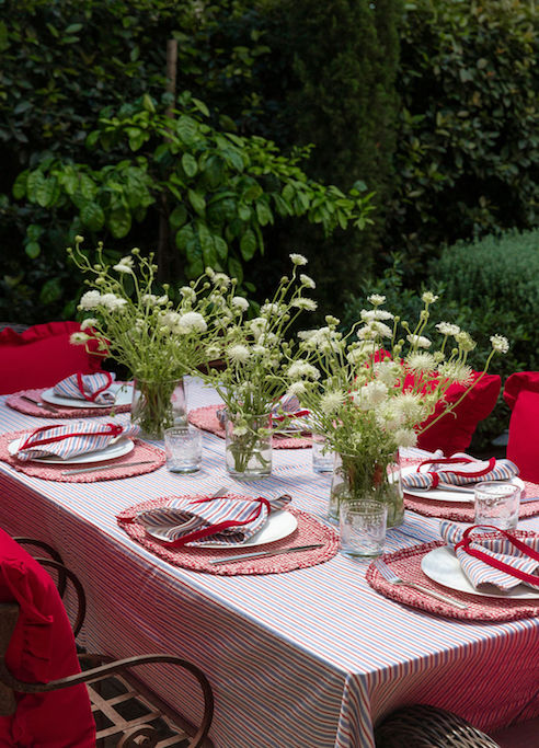 HTH x Domino WIDE STRIPE - Oat & Moss Tablecloth – Heather Taylor Home