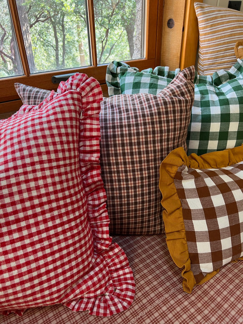 GINGHAM -  Nutmeg and Goldenrod Petite Pillow
