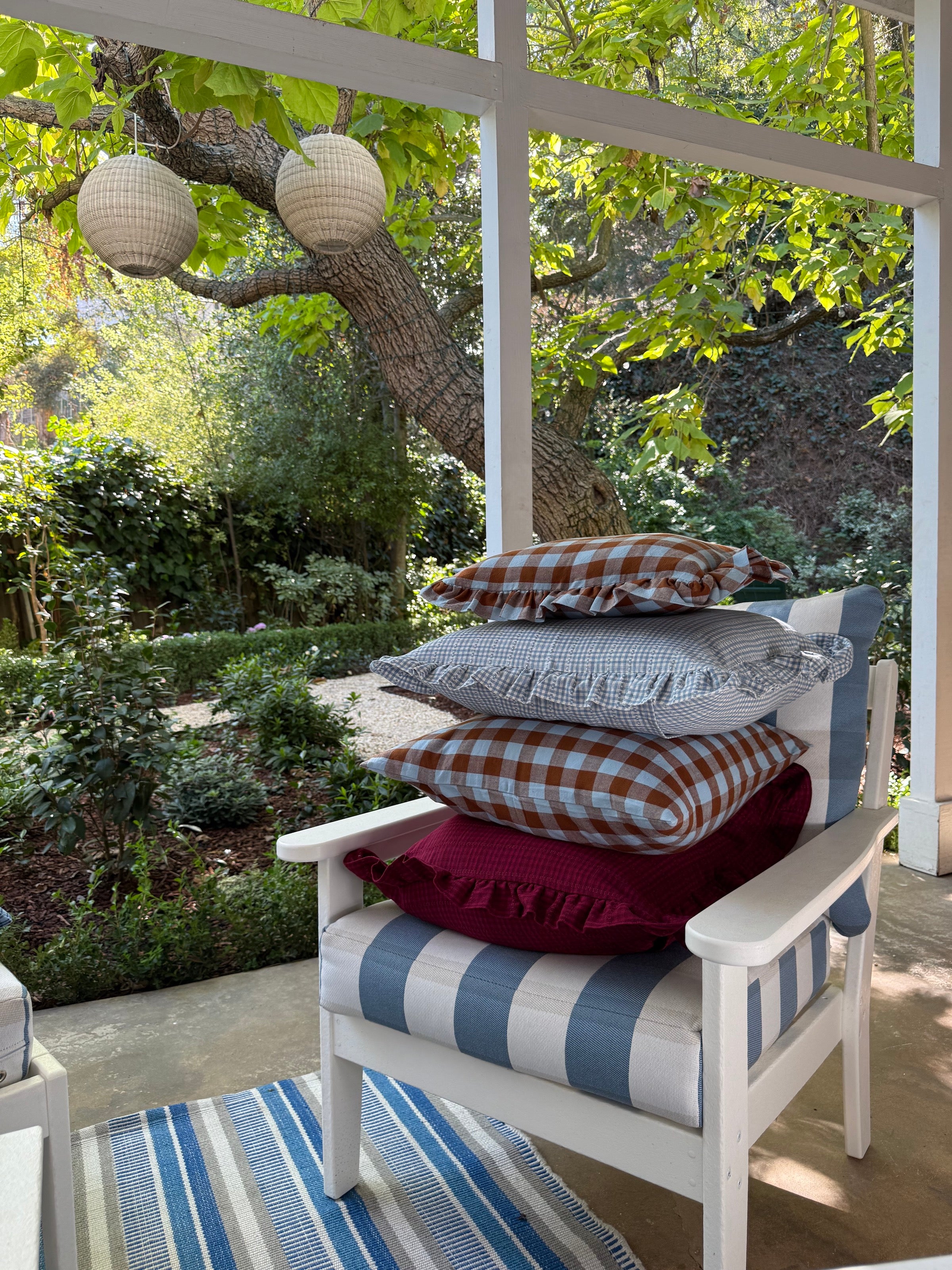 Candy Gingham Blue Petite Pillow - Thumbnail 4