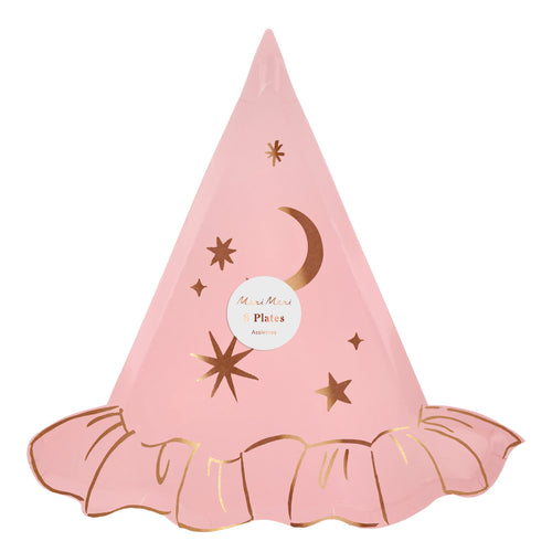 Pink Witch Hat Plates (x8)