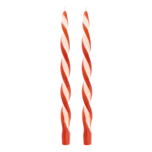 Red Stripe Twist Candles (x2)