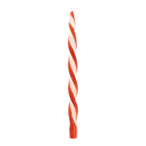Red Stripe Twist Candles (x2)