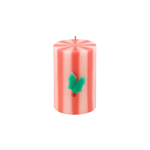 Festive Striped Pillar Candles (x3)