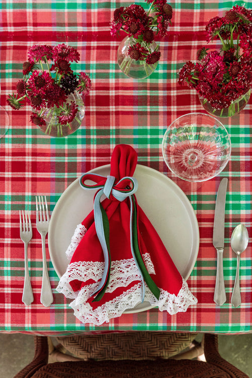 SOLID - Red Napkins with Lace