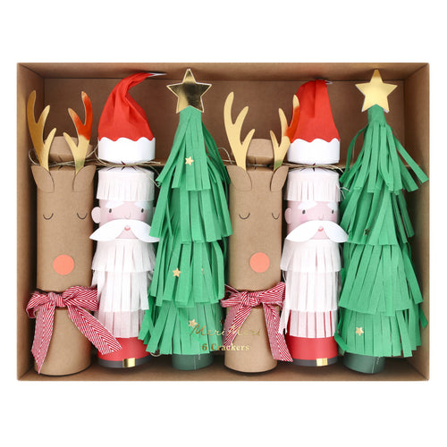 Santa, Reindeer & Tree Crackers (x6)