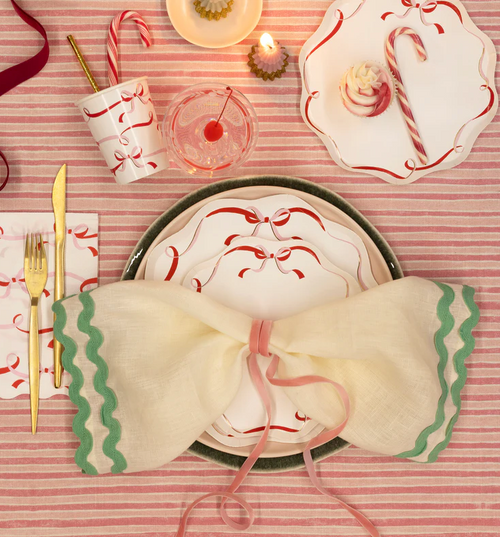 Ribbon Bow Dinner Plates (x8)