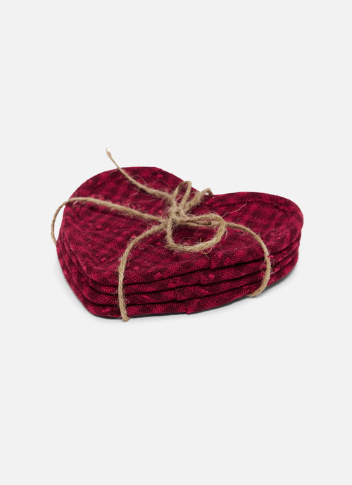 SOHO - Two Toned Bordeaux Quilted Heart Coasters