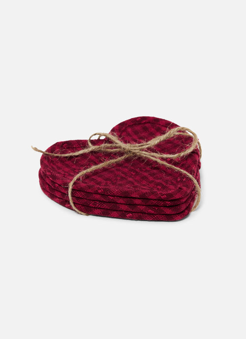 SOHO - Two Toned Bordeaux Quilted Heart Coasters