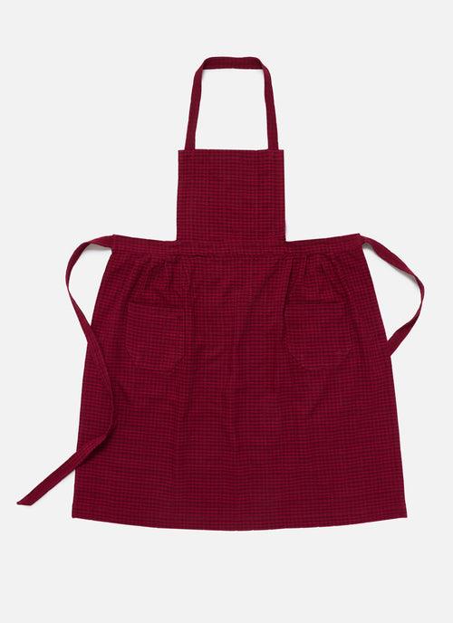 Red/Purple checkered apron on a white background
