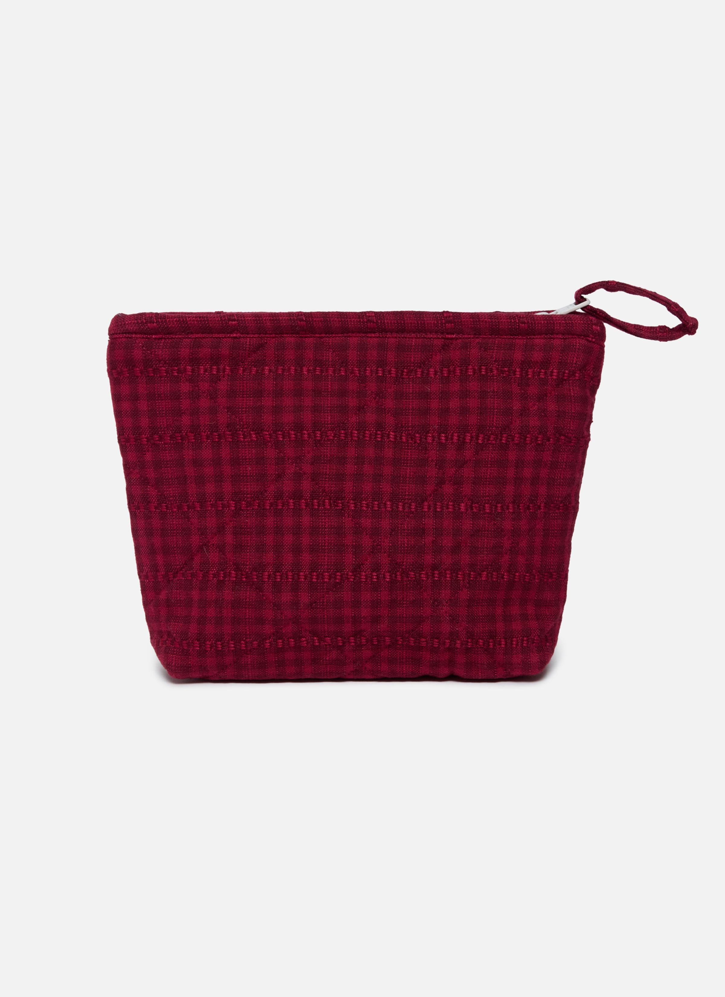 SOHO Two Toned Bordeaux Quilted Pouch Small - Thumbnail 3