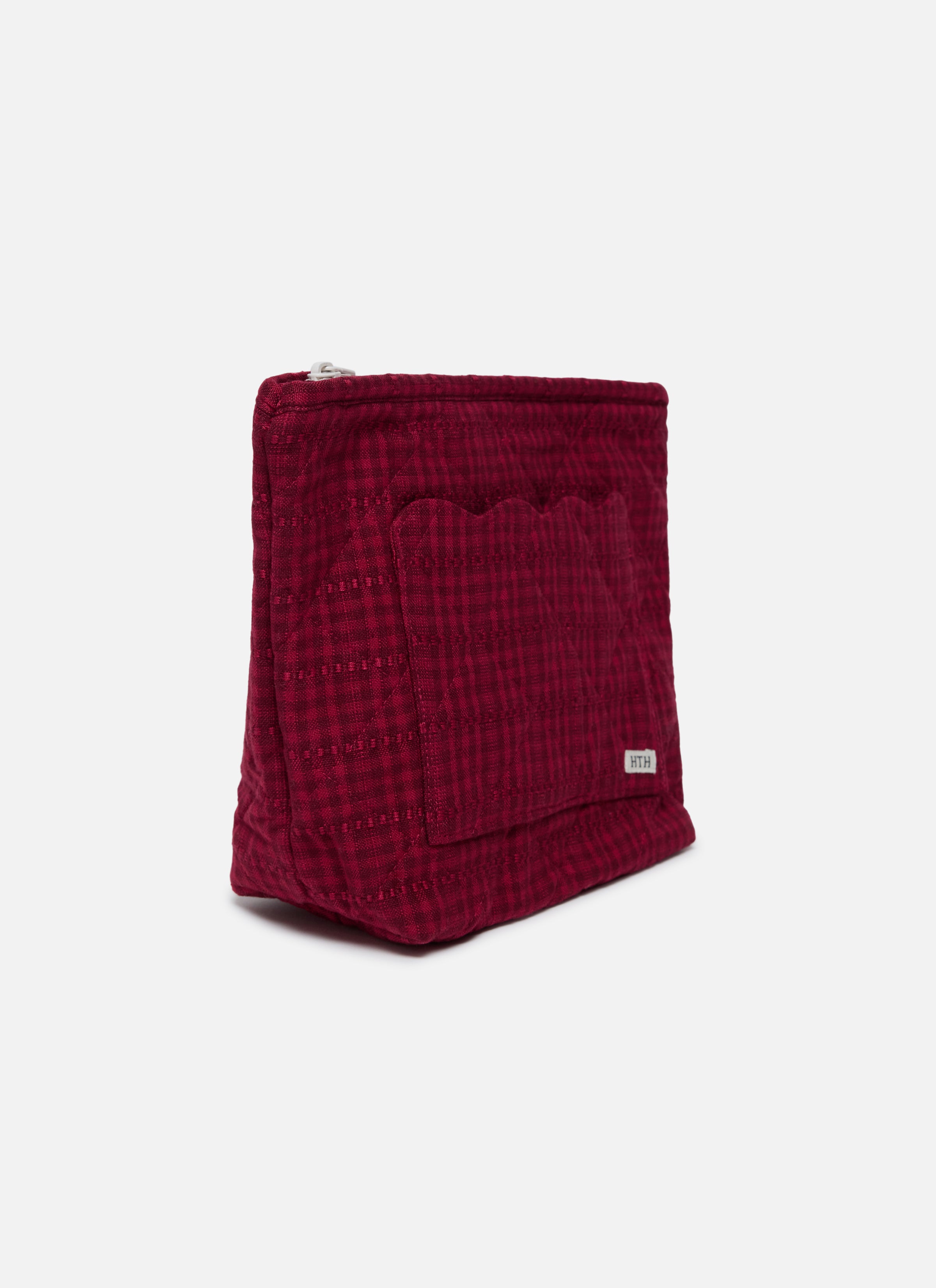 SOHO Two Toned Bordeaux Quilted Pouch Small - Thumbnail 2