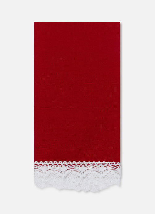 SOLID - Red Napkins with Lace