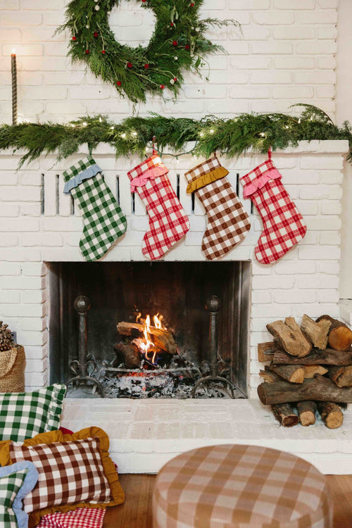 ANNABELLE PLAID - Quilted Red Ruffled Stocking