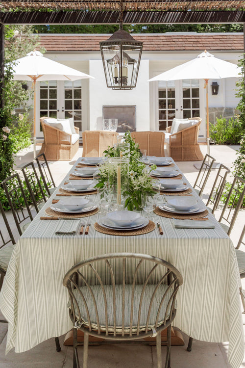 Heather Taylor Home x This Oak House - Sage Stripe Tablecloth