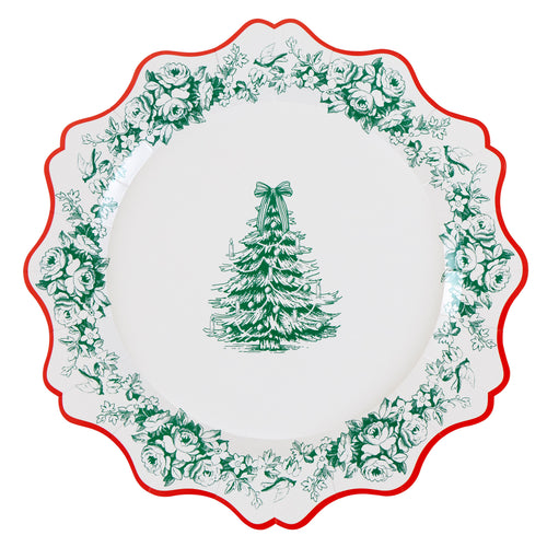 Toile De Jouy Christmas Large Dinner Paper Plates (x8)