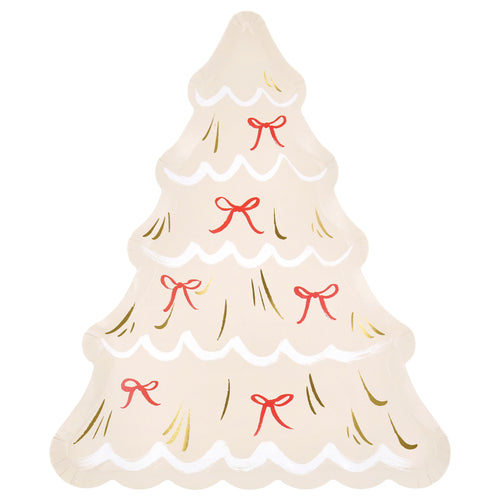 Christmas Tree With Bows Plates (x8)