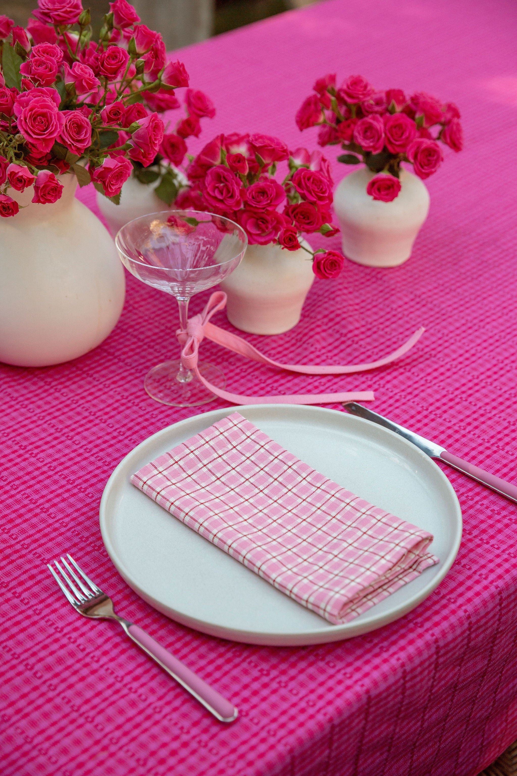 ROSIE PLAID Pink Napkins - Thumbnail 4