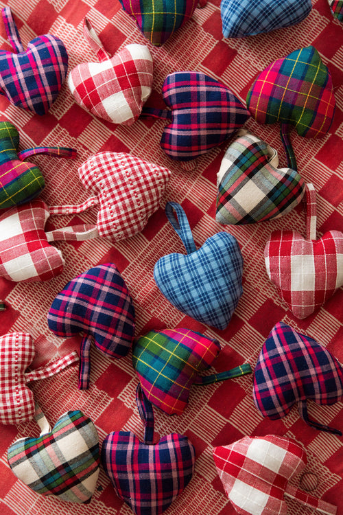 ALEXANDRA PLAID - Navy Heart Ornament