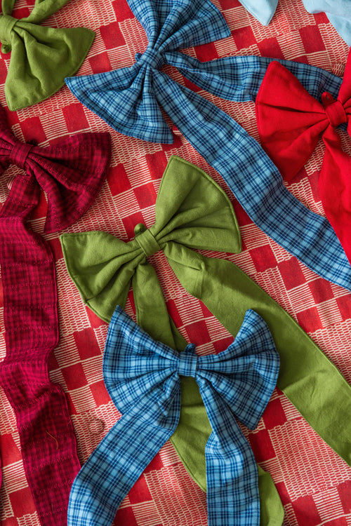 KATHERINE PLAID - Midnight Fabric Bow