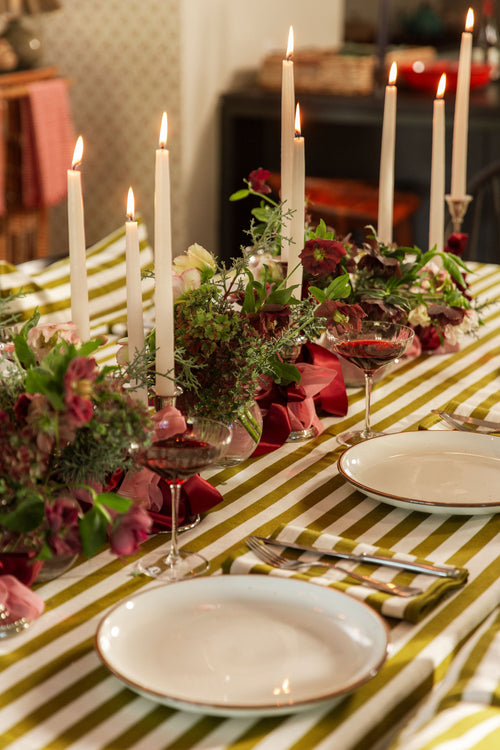 OLIVE & CREAM - Medium Striped Napkins