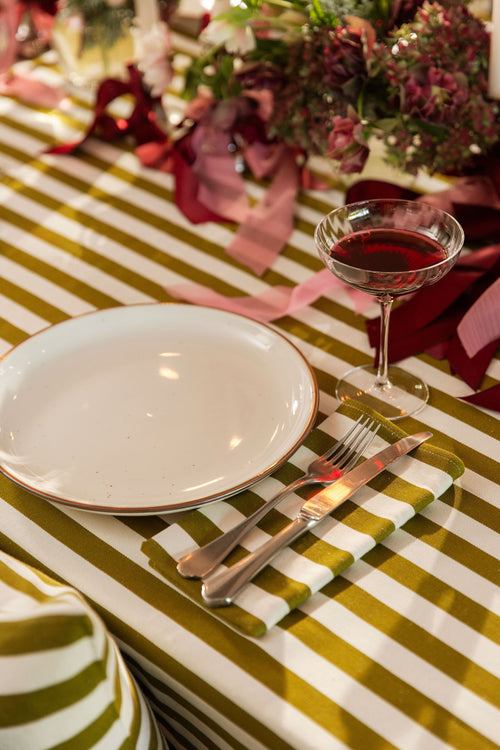 OLIVE & CREAM - Medium Striped Napkins