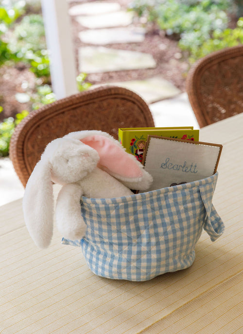 MINI GINGHAM - Baby Blue Quilted Basket