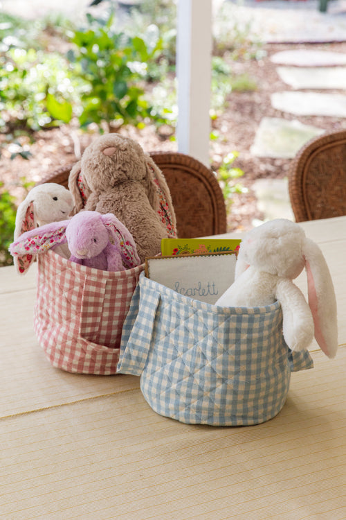 MINI GINGHAM - Baby Blue Quilted Basket